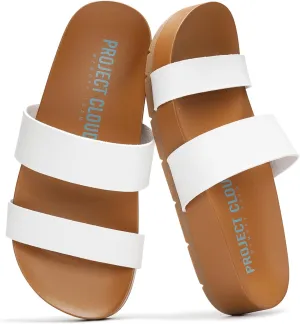 Project Cloud Slide Sandals Women Footwear with Memory Foam Insole - Lightweight Two-strap and Non-Slip Vegan Leather Platform Slides - Summer Sandals for Women 2025 (HILLTOP)