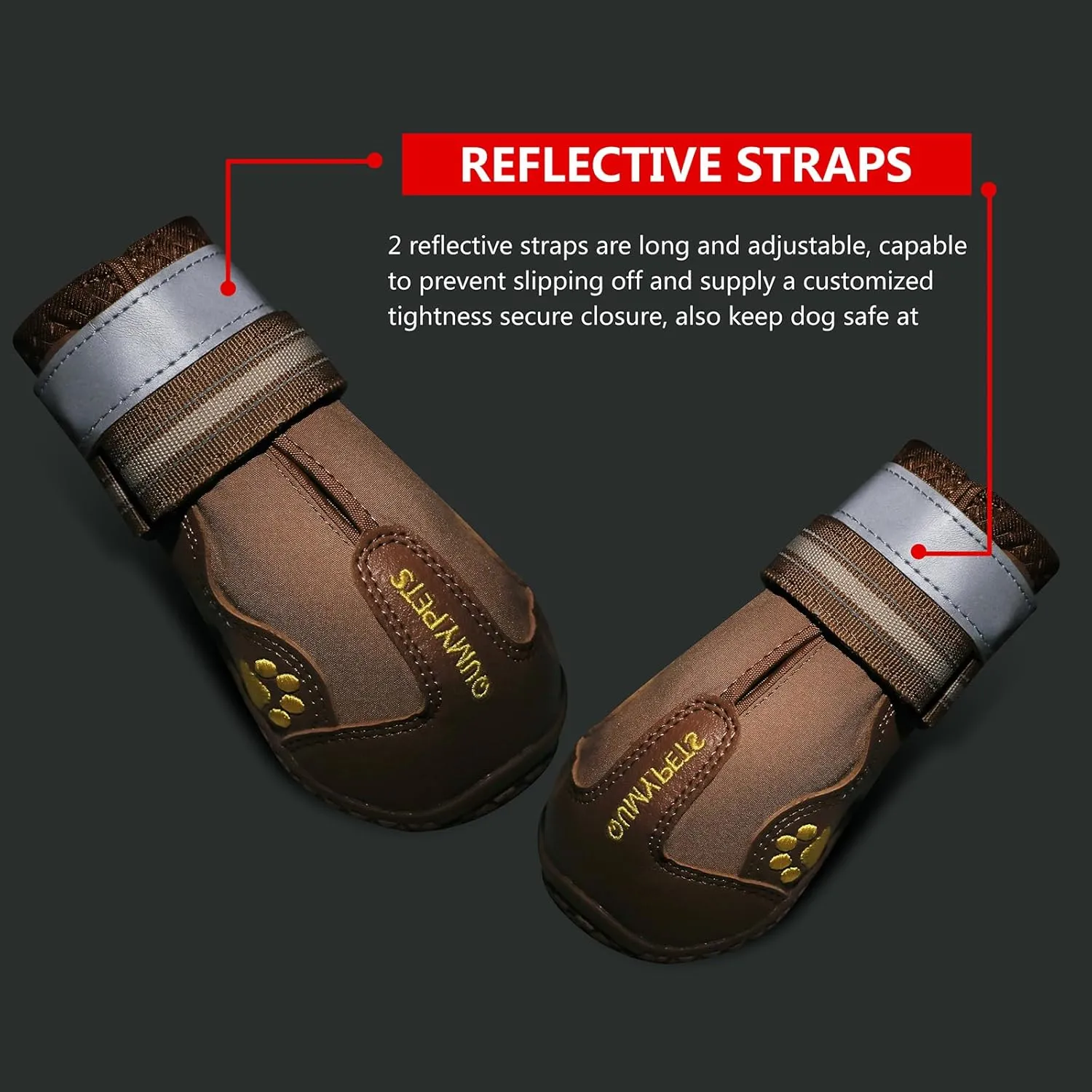 QUMY Dog Shoes for Large Dogs, Medium Dog Boots & Paw Protectors for Winter Snowy Day, Summer Hot Pavement, Waterproof in Rainy Weather, Outdoor Walking, Indoor Hardfloors Anti Slip Sole Khaki 8