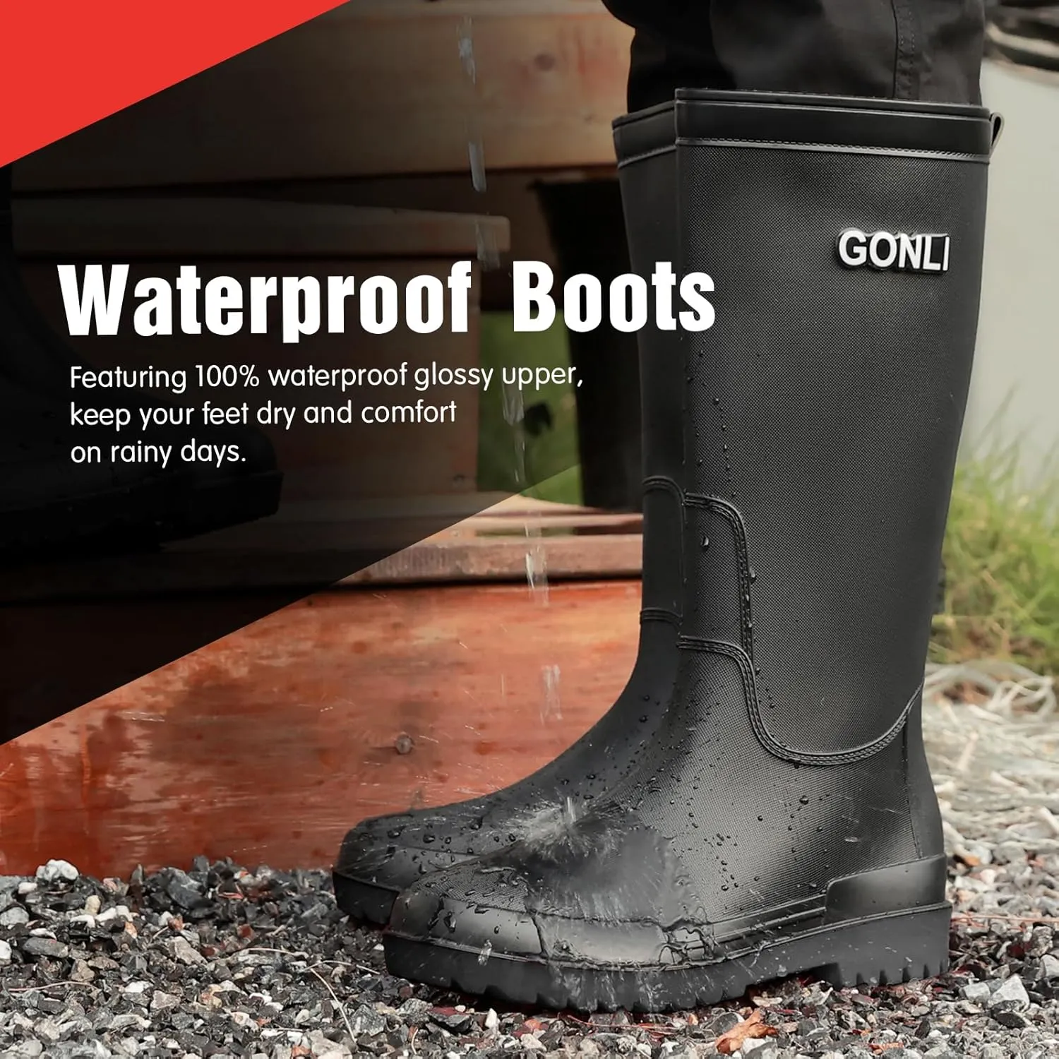Rain Boots for Women, Anti-Slip Rubber Boots Waterproof Garden Boots Durable Slip Resistant Muck Boots,Tall Water Women Boots Comfort Fishing Boots Knee High Work Boots for Outdoor