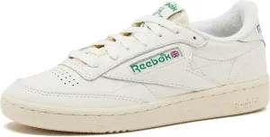 Reebok Club C 85 Vintage Tennis Sneakers, Casual White Womens Shoes, Chalk/Alabaster/Glen Green, 6