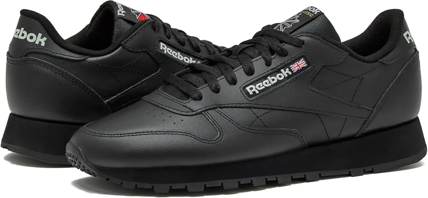 Reebok Men's Classic Leather Sneakers Black Or White Tennis Shoes