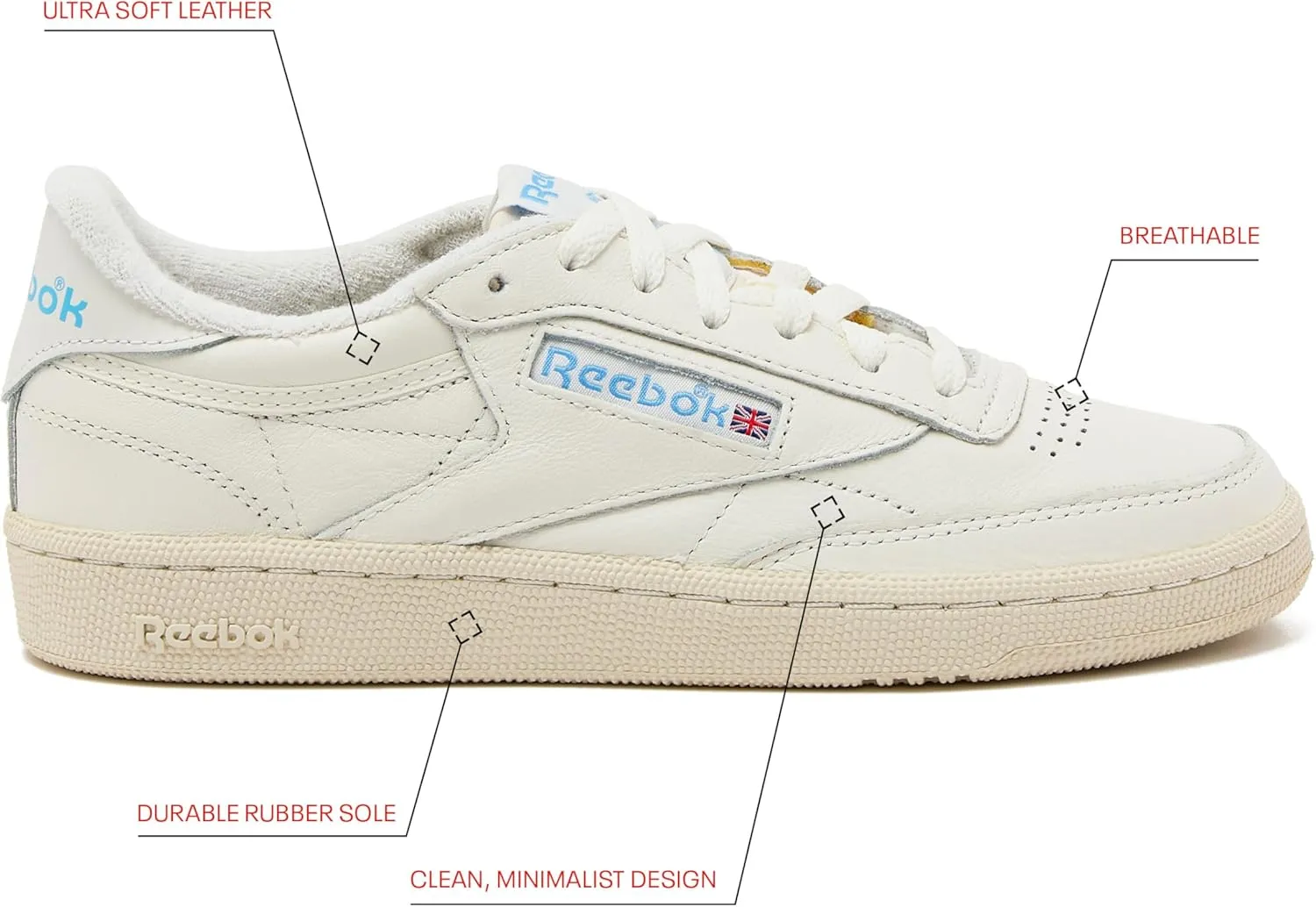 Reebok Women's Club C 85 Vintage Tennis Sneakers, Casual White Shoes