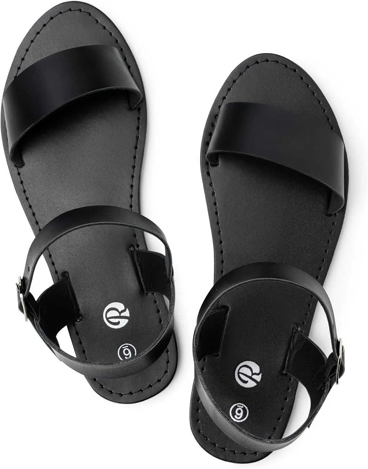 Rekayla Flat Faux Leather Ankle Strap and Adjustable Buckle Sandals for Women