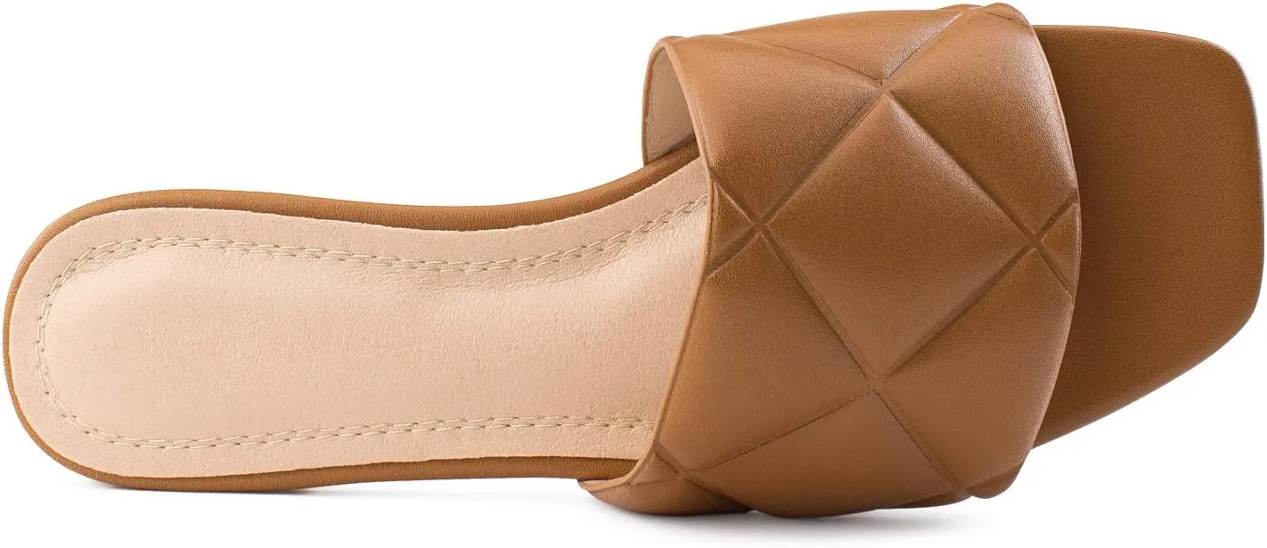RF ROOM OF FASHION Women's Open Square Toe Trendy Slide Sandals