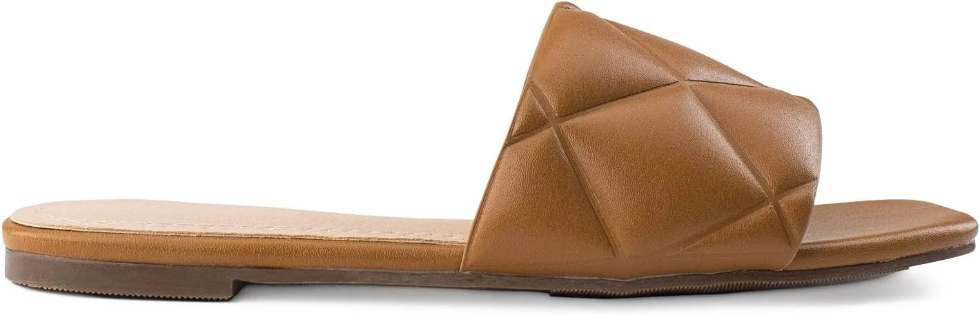 RF ROOM OF FASHION Women's Open Square Toe Trendy Slide Sandals