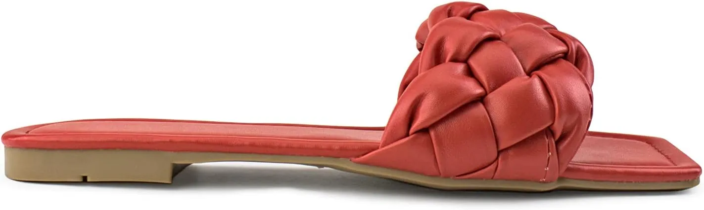 RF ROOM OF FASHION Women's Open Square Toe Trendy Slide Sandals