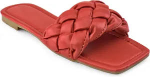 RF ROOM OF FASHION Women's Open Square Toe Trendy Slide Sandals