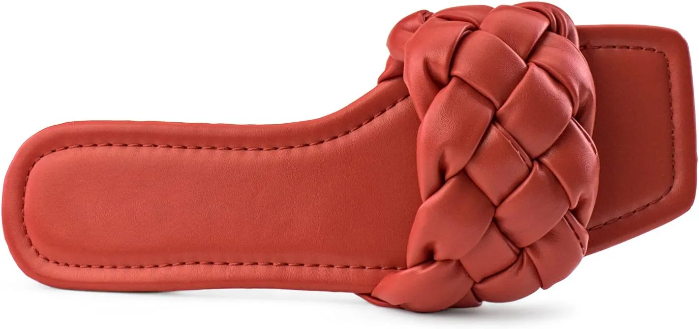 RF ROOM OF FASHION Women's Open Square Toe Trendy Slide Sandals