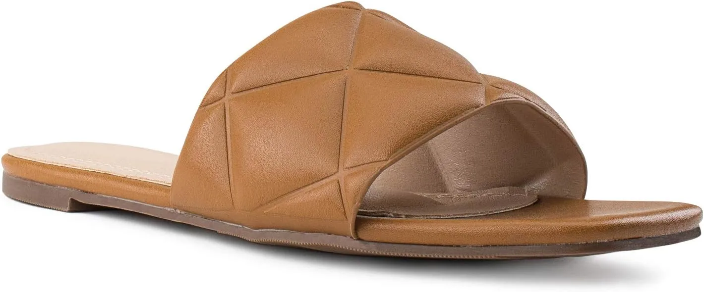 RF ROOM OF FASHION Women's Open Square Toe Trendy Slide Sandals