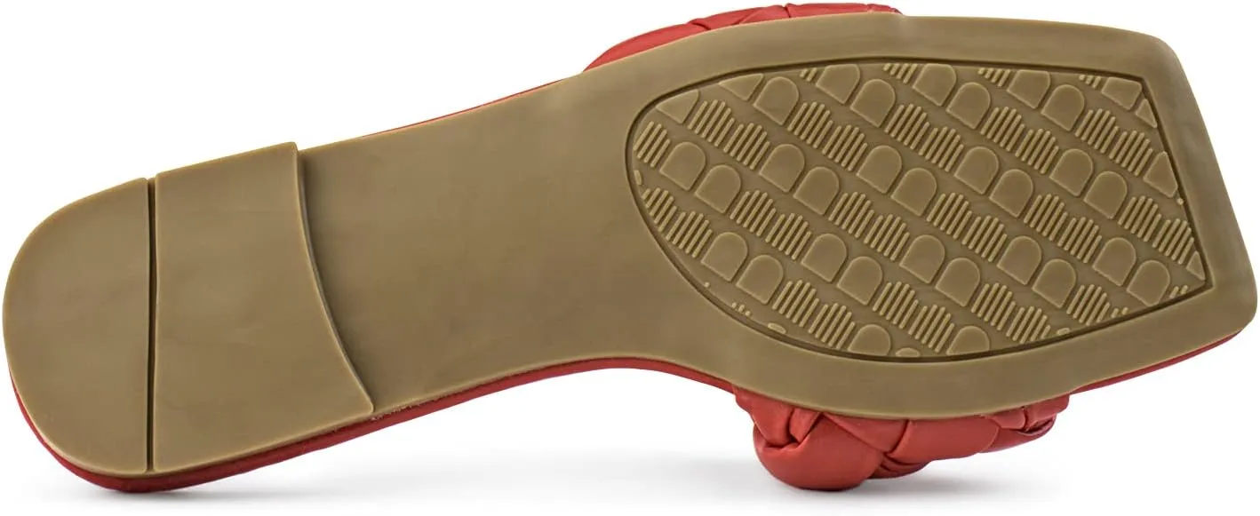 RF ROOM OF FASHION Women's Open Square Toe Trendy Slide Sandals