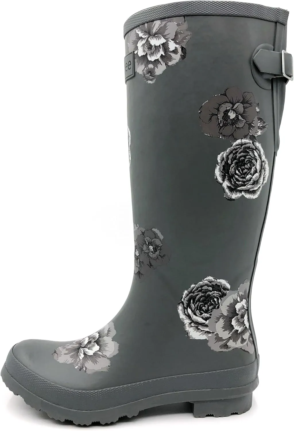 Rongee Rain Boots for Women Waterproof Floral Printed with Adjustable Buckle