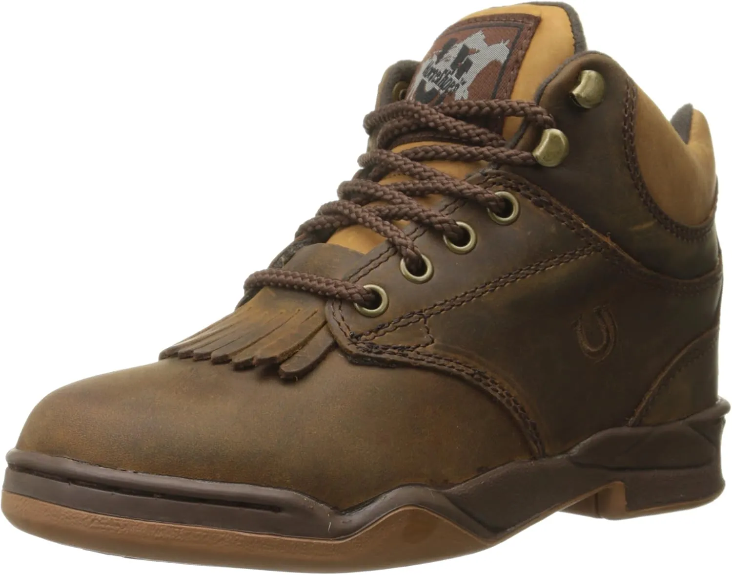 ROPER Womens Horseshoe Kiltie Round Toe Hiking Casual Boots Ankle - Brown