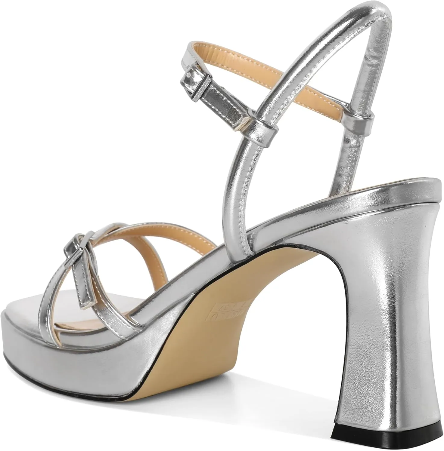 SAMMITOP Platform Heels for Women High Block Chunky Heeled Sandals Open Square Toe Cross Strappy Heels Fashion Wedding Party Dress Shoes 3.5 Inch
