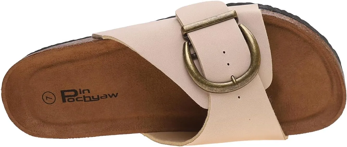 Sandals for Women Comfortable Women Summer Sandals with Memory Foam Insole Adjustable Women Cork Sandals for All-Day Wear
