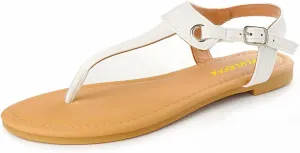 Sandals for women - Womens Comfortable Cute Flat Thong Sandals - Women’s Summer Sandal Shoes with Adjustable Ankle Buckle T-Strap