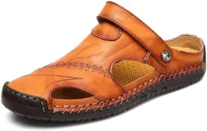 Sandals Men Leather Sandals Slipper Outdoor Sneaker Beach Rubber Flip Flops Water Trekking Sandals(38)