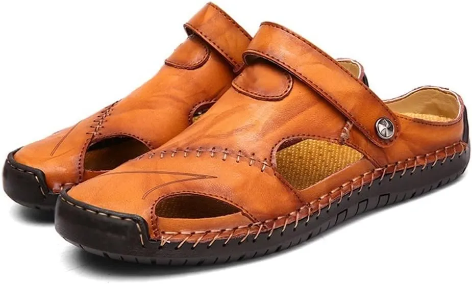 Sandals Men Leather Sandals Slipper Outdoor Sneaker Beach Rubber Flip Flops Water Trekking Sandals(38)