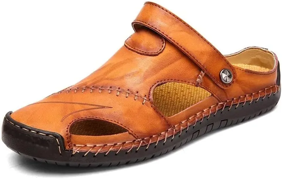 Sandals Men Leather Sandals Slipper Outdoor Sneaker Beach Rubber Flip Flops Water Trekking Sandals(38)