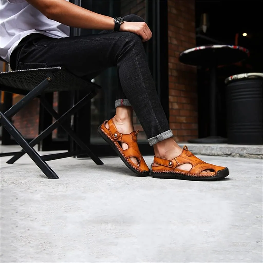 Sandals Men Leather Sandals Slipper Outdoor Sneaker Beach Rubber Flip Flops Water Trekking Sandals(38)