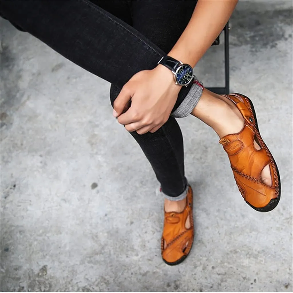 Sandals Men Leather Sandals Slipper Outdoor Sneaker Beach Rubber Flip Flops Water Trekking Sandals(38)