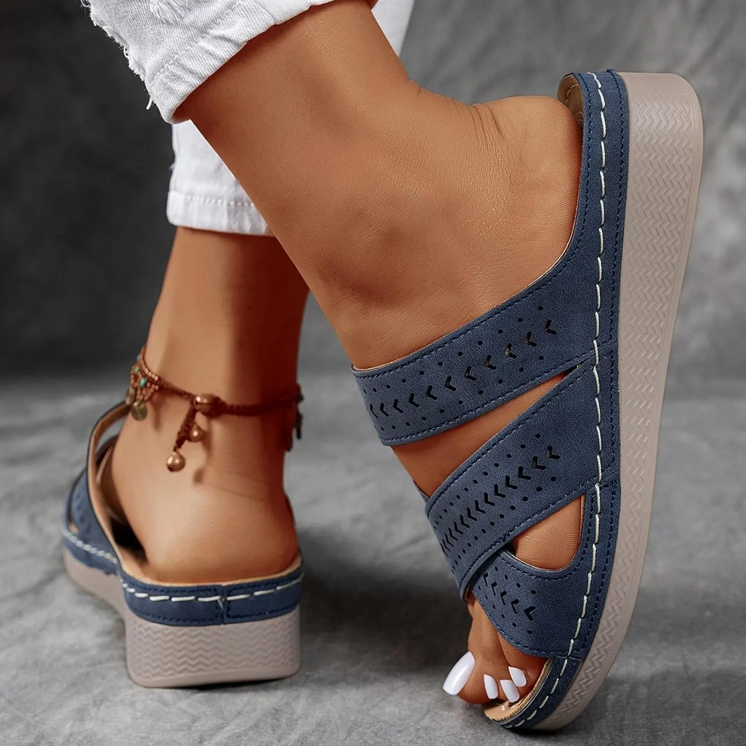 Sandals Women 2025 Spring Platform Fashion Wedges Slip On Flip Flops Casual Comfortable Open Toe Dressy Summer Shoes
