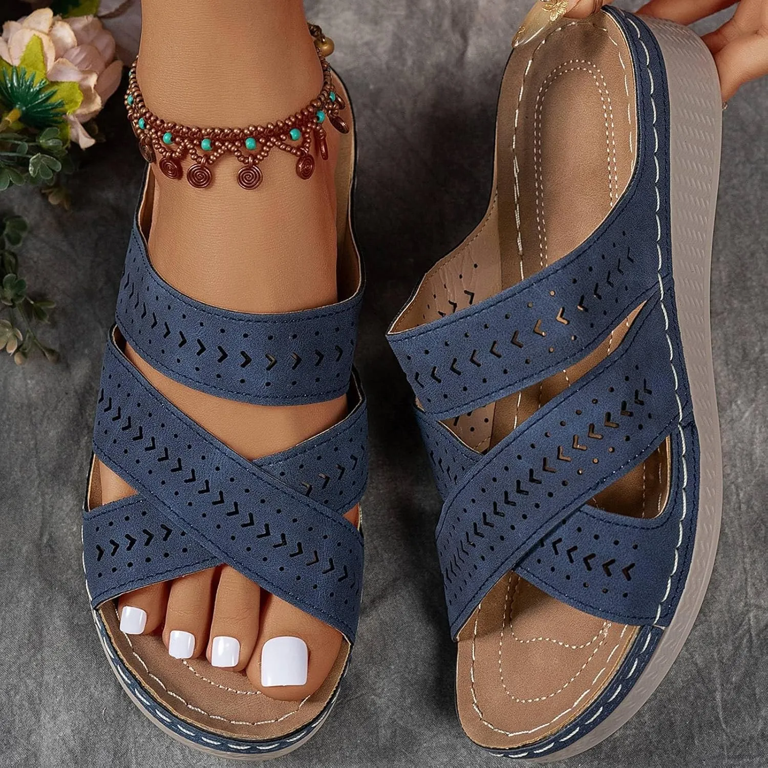 Sandals Women 2025 Spring Platform Fashion Wedges Slip On Flip Flops Casual Comfortable Open Toe Dressy Summer Shoes