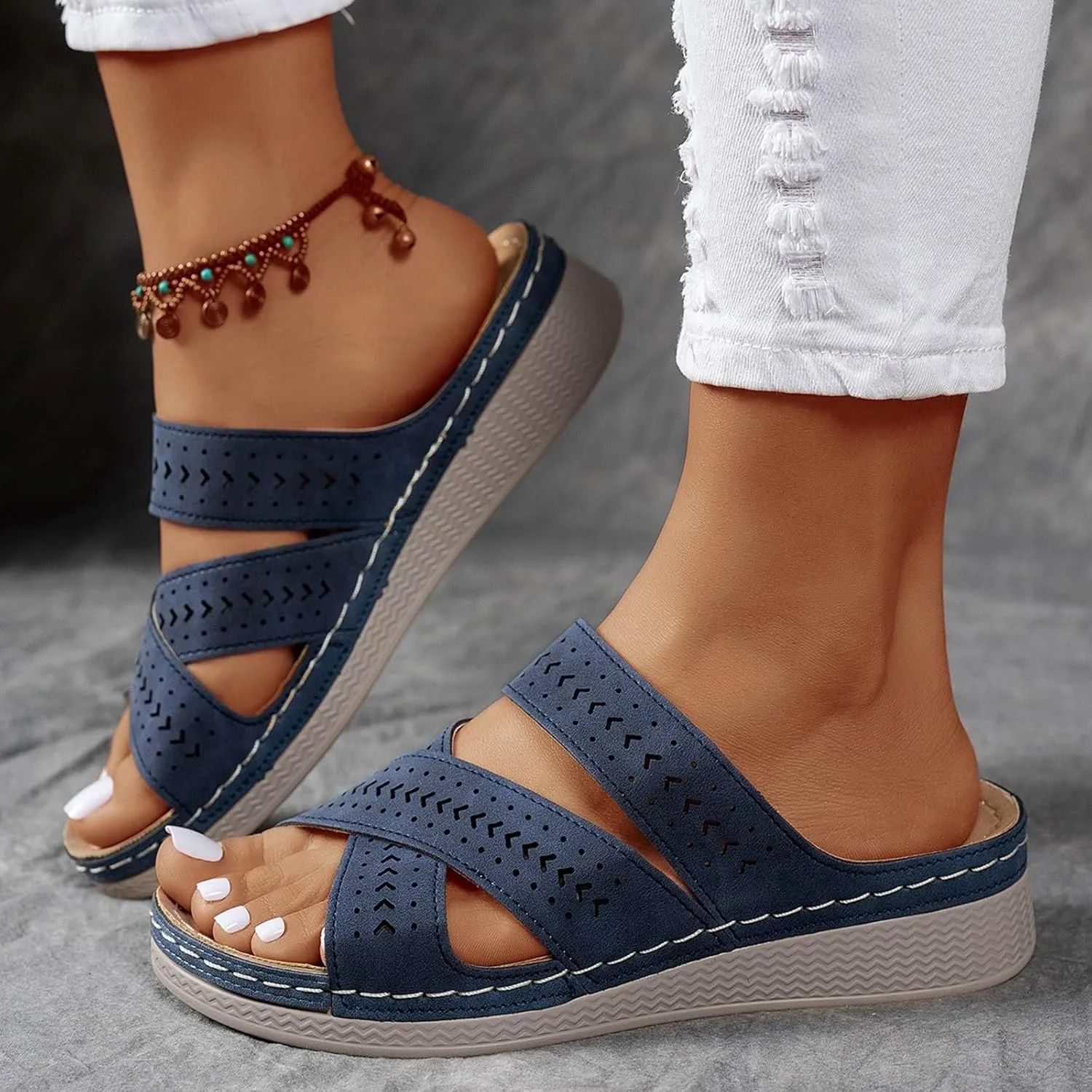 Sandals Women 2025 Spring Platform Fashion Wedges Slip On Flip Flops Casual Comfortable Open Toe Dressy Summer Shoes