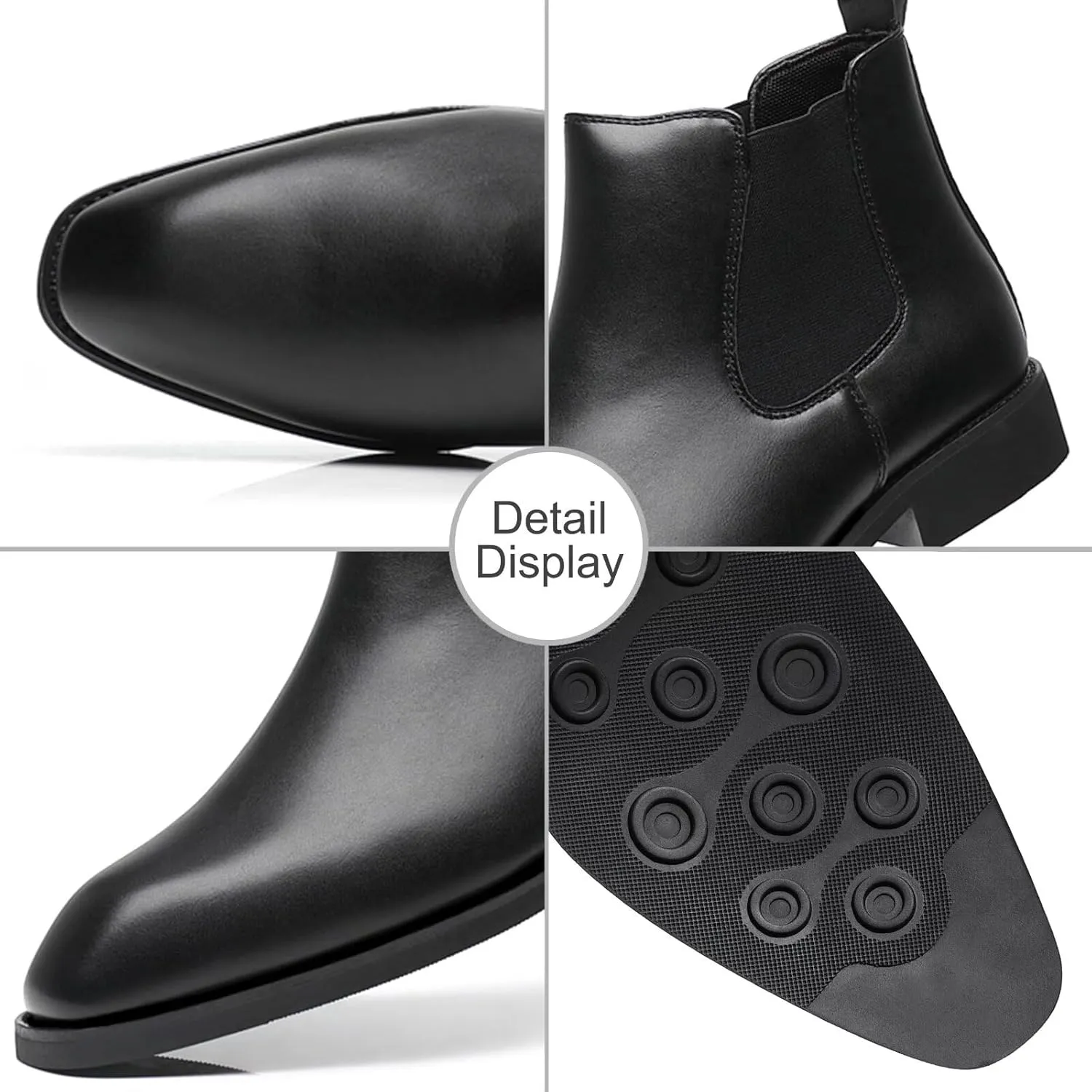 SANNAX Men's Chelsea Boots Classic Business Leather Shoes Casual Dress Ankle Boot