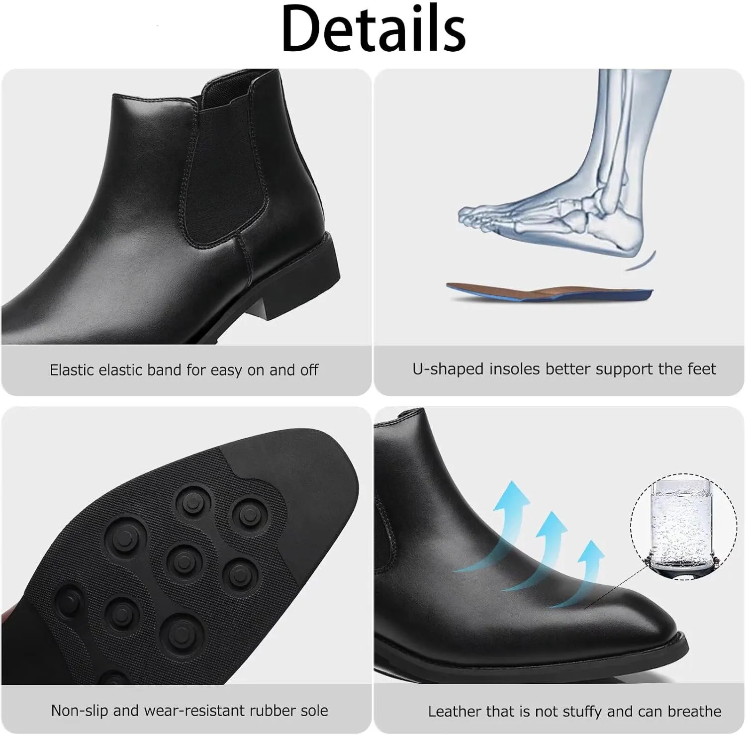 SANNAX Men's Chelsea Boots Classic Business Leather Shoes Casual Dress Ankle Boot