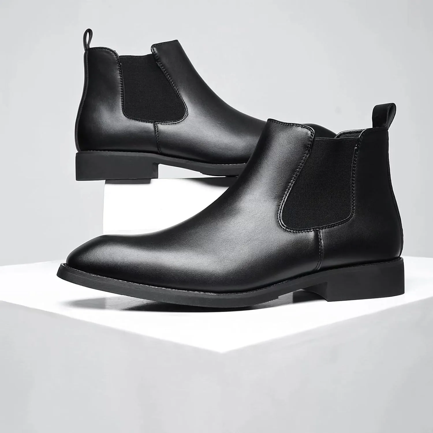 SANNAX Men's Chelsea Boots Classic Business Leather Shoes Casual Dress Ankle Boot