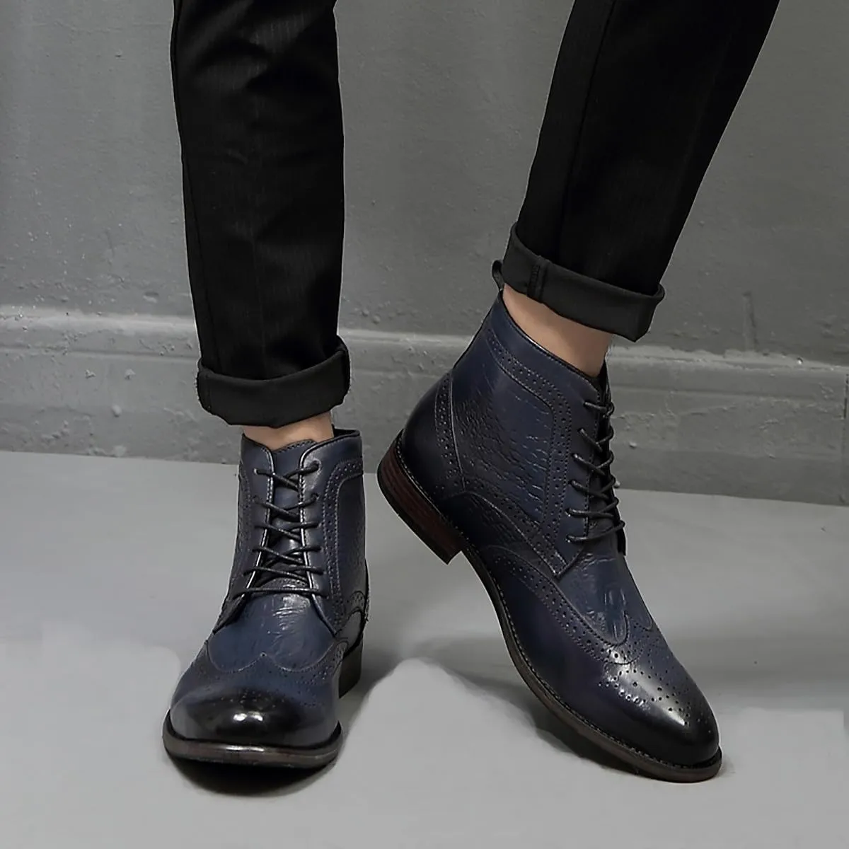 Santimon Men's Oxfords Boots Dress Casual Leather Fashion Wingtips Brogues Chelsea Boots Tuxedo Ankle Danner Boots for Men