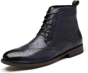 Santimon Men's Oxfords Boots Dress Casual Leather Fashion Wingtips Brogues Chelsea Boots Tuxedo Ankle Danner Boots for Men