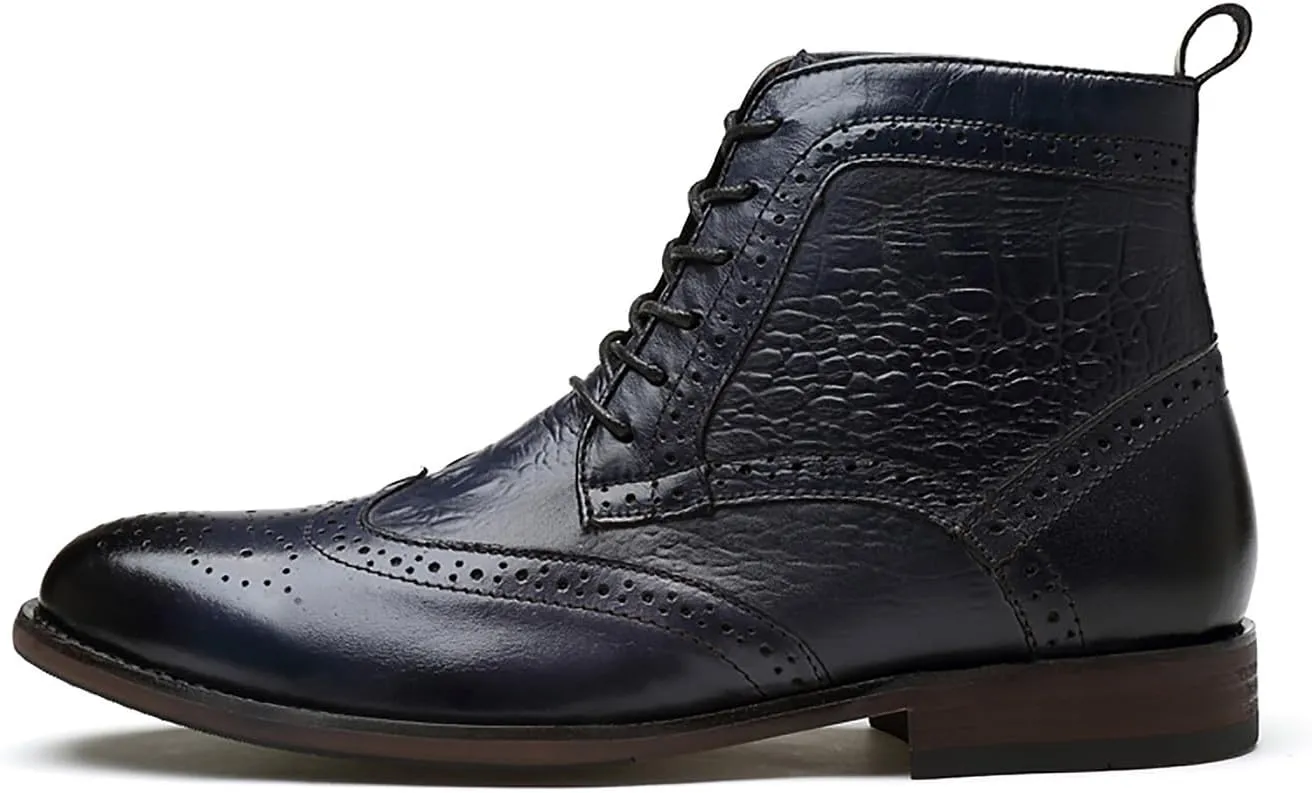 Santimon Men's Oxfords Boots Dress Casual Leather Fashion Wingtips Brogues Chelsea Boots Tuxedo Ankle Danner Boots for Men