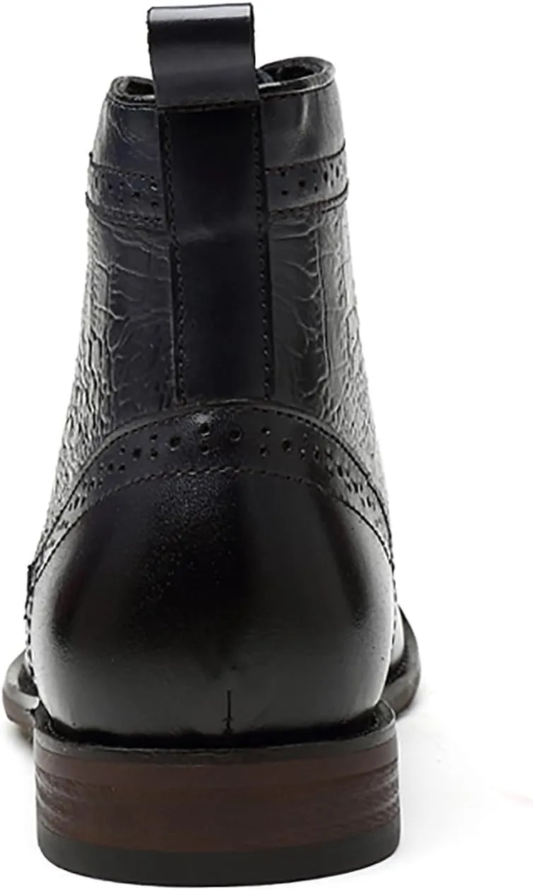 Santimon Men's Oxfords Boots Dress Casual Leather Fashion Wingtips Brogues Chelsea Boots Tuxedo Ankle Danner Boots for Men