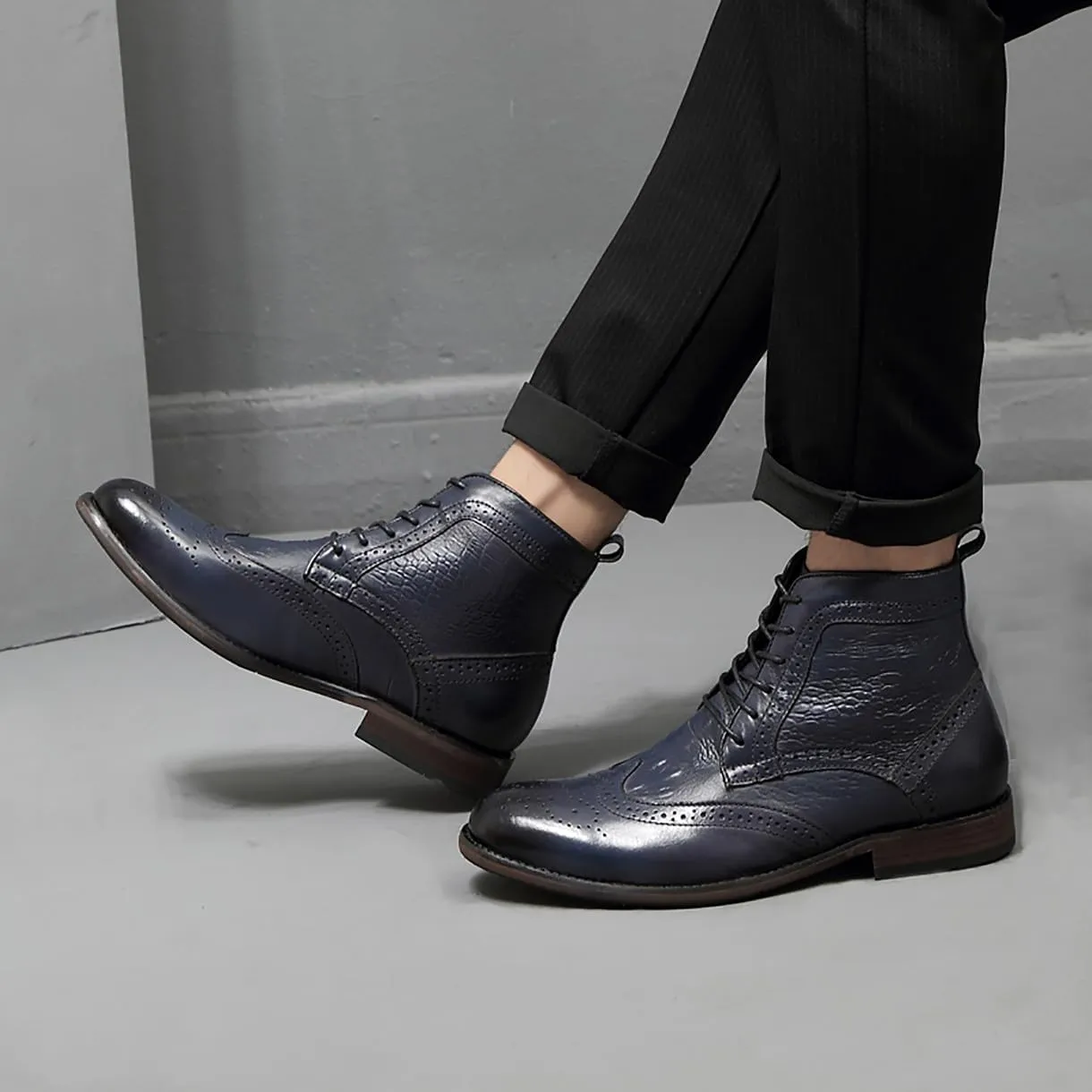 Santimon Men's Oxfords Boots Dress Casual Leather Fashion Wingtips Brogues Chelsea Boots Tuxedo Ankle Danner Boots for Men