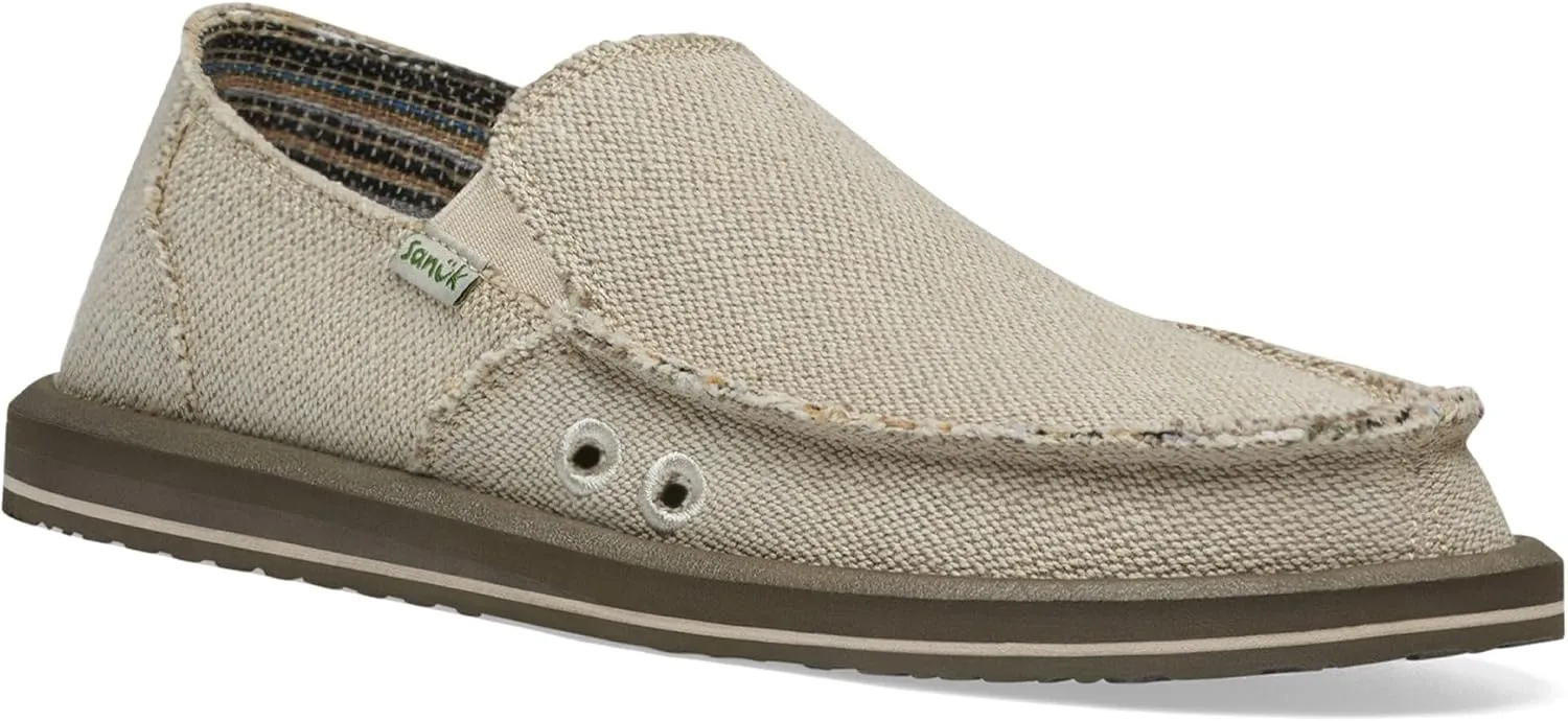 Sanuk Mens Hemp Loafers | Mens Shoes | Slip On Shoes for Men | Men's Slip-on Loafers | Comfort Footbed