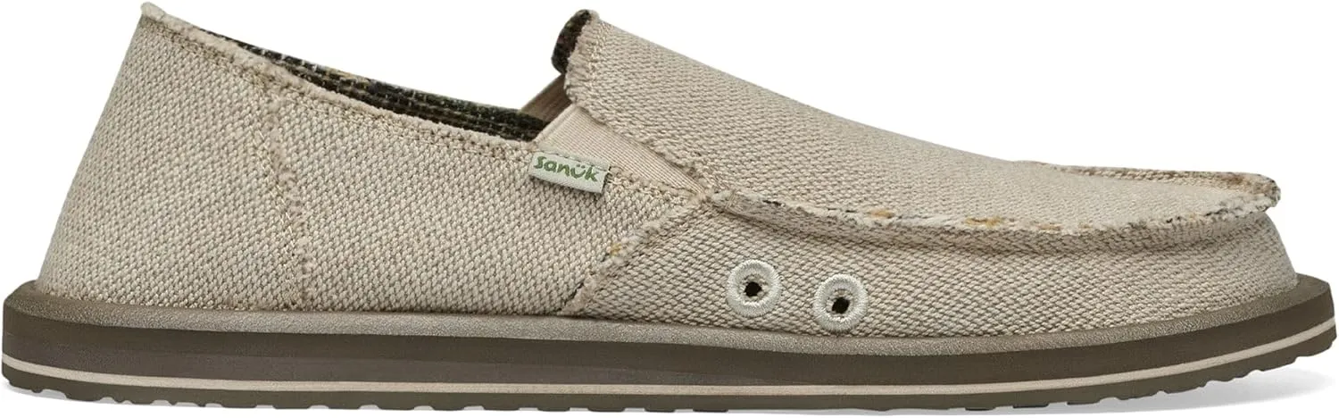Sanuk Mens Hemp Loafers | Mens Shoes | Slip On Shoes for Men | Men's Slip-on Loafers | Comfort Footbed