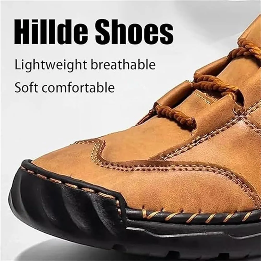 Sawbehind Men's Comfortable Handmade Leather Boots, Men's Casual Leather Handmade Non-Slip Arch Support Shoes(Green,US 9)