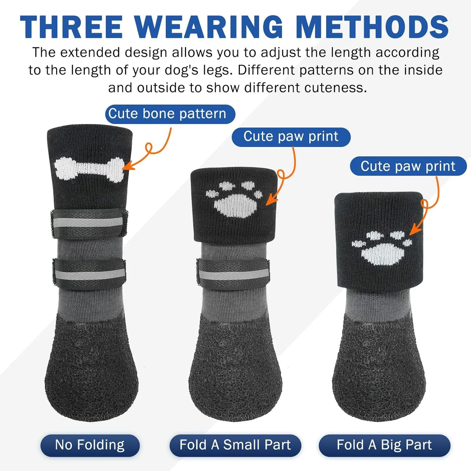 SCENEREAL Anti Slip Dog Socks Boots, Dog Shoes for Hot/Cold Pavement Snow Rain Days, Waterproof Grip Doggy Booties for Hardwood Floor, Winter Paw Protectors for Small Medium Large Senior Old Dogs