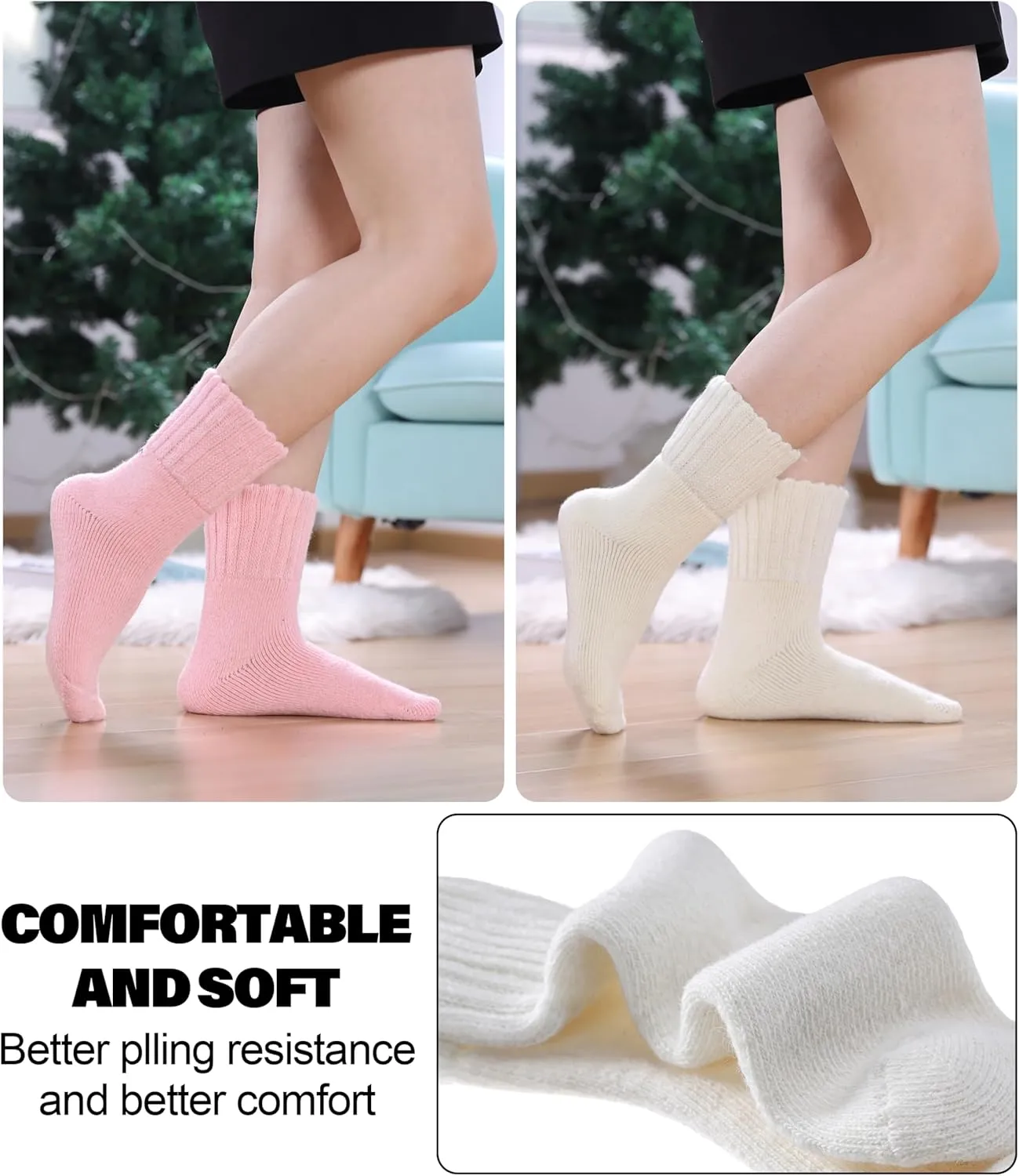 SDBING Boot Socks for Women Winter Warm Soft Cozy Thick Thermal Hiking Crew Socks Gift 3 Pairs