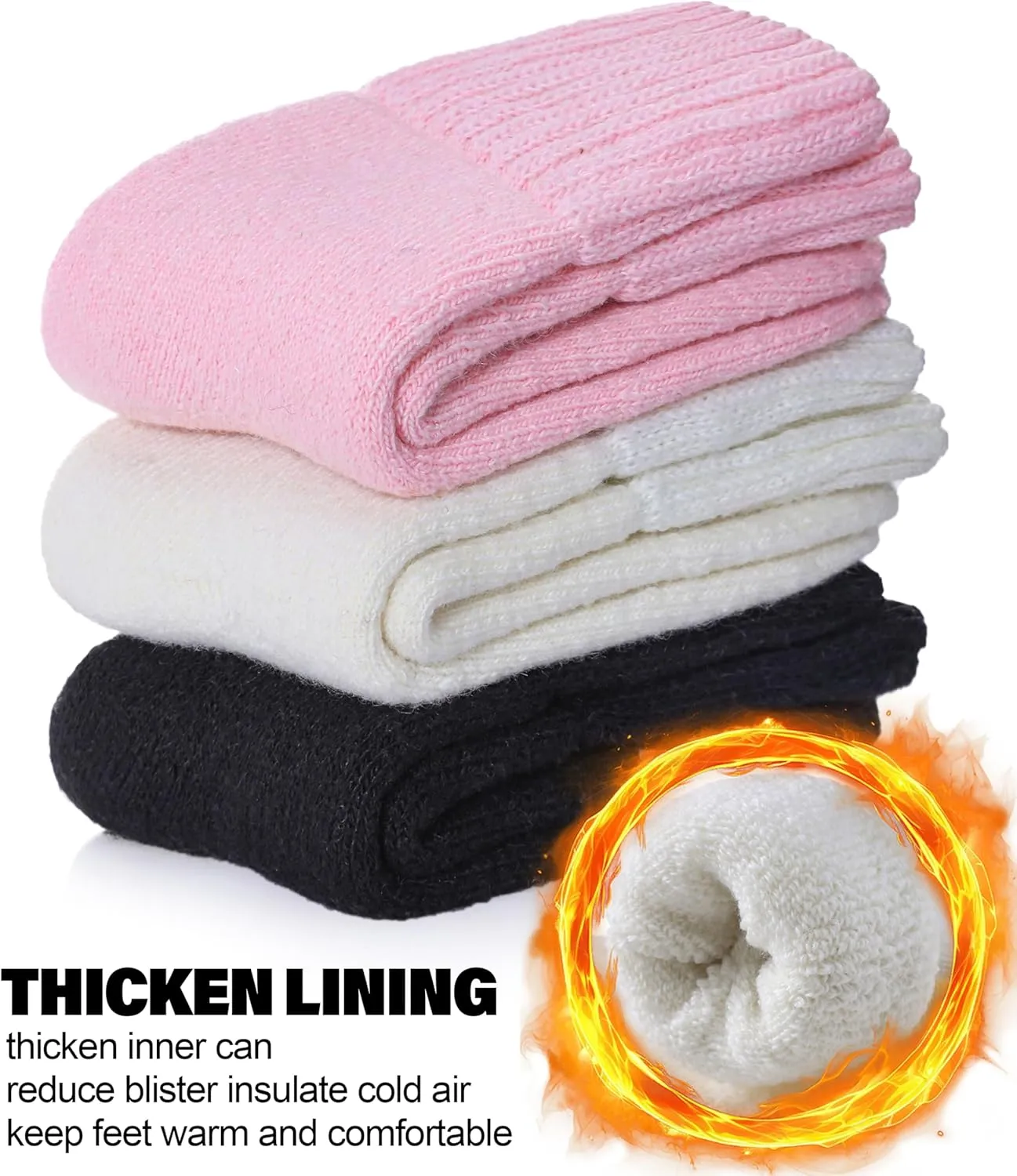 SDBING Boot Socks for Women Winter Warm Soft Cozy Thick Thermal Hiking Crew Socks Gift 3 Pairs