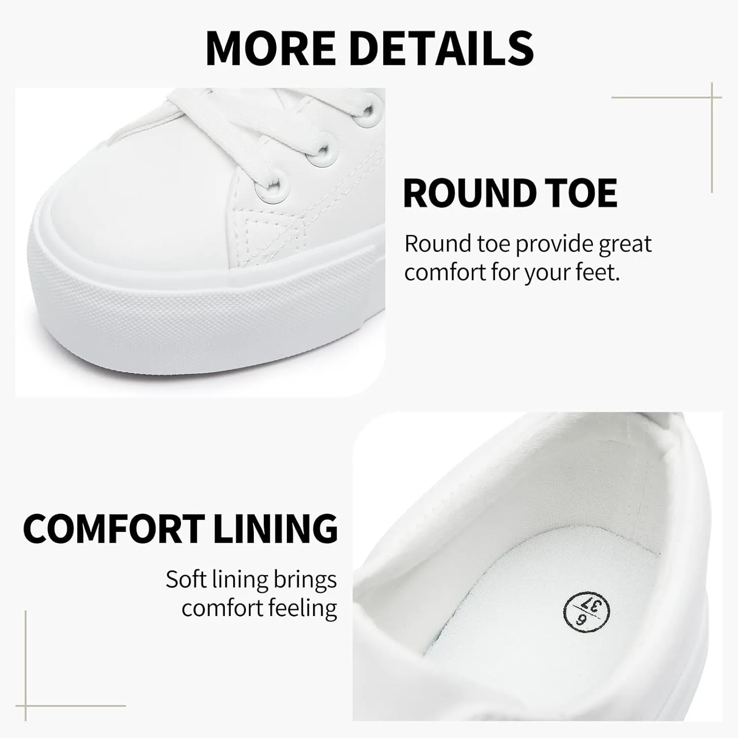 SERNIAL Womens White Platform Sneakers PU Leather Platform Shoes Walking Shoes for Women