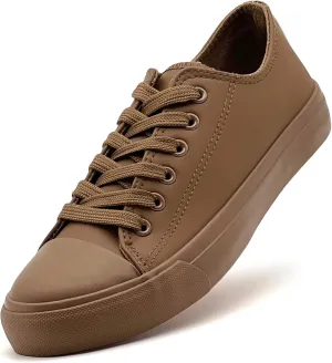 sharllen Women's Fashion PU Leather Sneakers Men's Classic Lace up Casual Walking Running Shoes Comfortable Black White Tennis Shoes