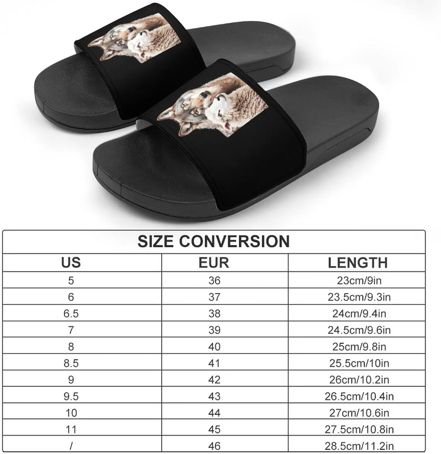 Sheep & Wolf Shower Sandals PVC Pillow Slippers Bath Slip On Home Shoes Non-Slip for Outdoor