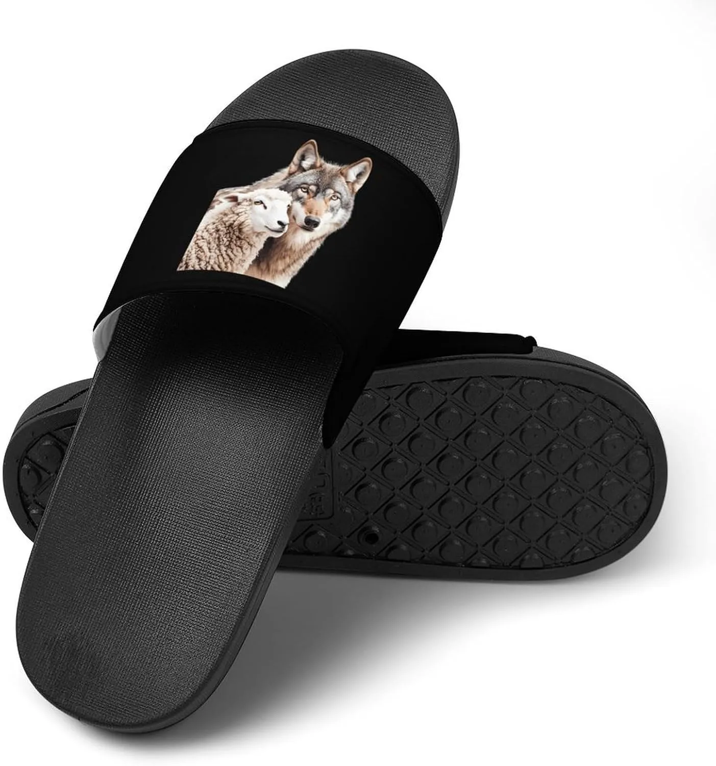 Sheep & Wolf Shower Sandals PVC Pillow Slippers Bath Slip On Home Shoes Non-Slip for Outdoor