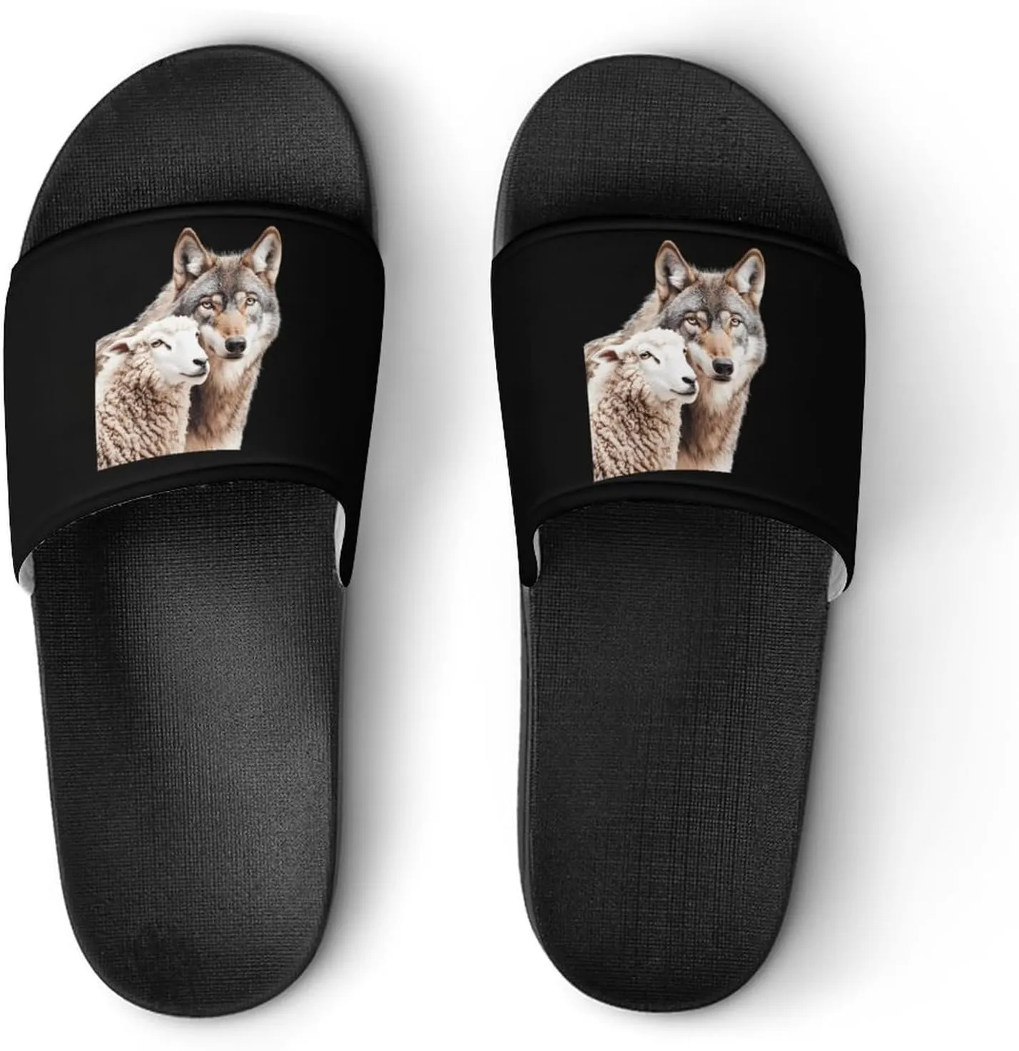 Sheep & Wolf Shower Sandals PVC Pillow Slippers Bath Slip On Home Shoes Non-Slip for Outdoor