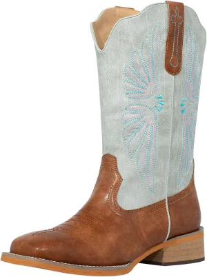 SheSole Women's Cowboy Boots Square Toe Cowgirl Boots Wide Calf Fashion Western Boots