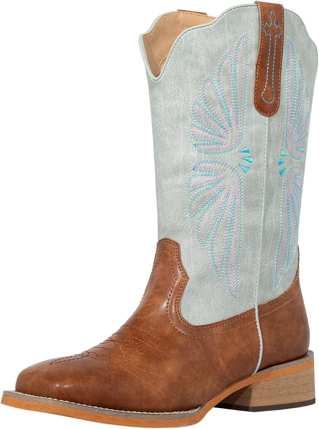 SheSole Women's Cowboy Boots Square Toe Cowgirl Boots Wide Calf Fashion Western Boots