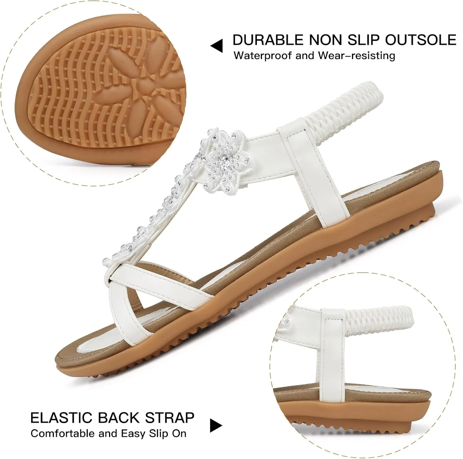 SHIBEVER Dressy Flat Sandals for Women: Summer Comfortable Walking Womens Sandal