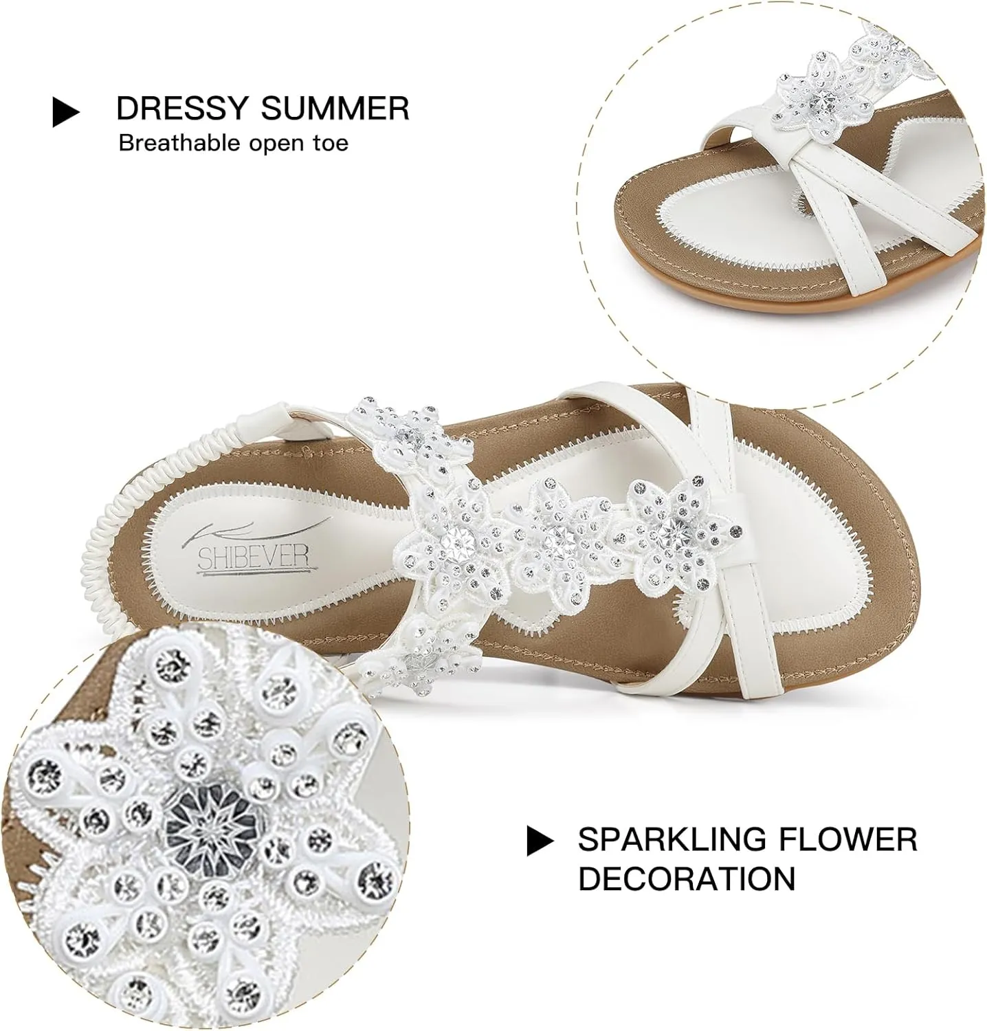 SHIBEVER Dressy Flat Sandals for Women: Summer Comfortable Walking Womens Sandal